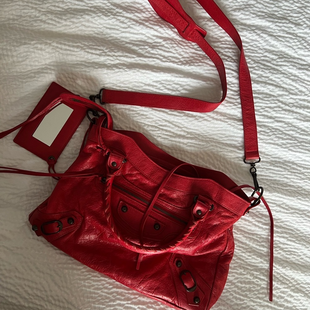 Balenciaga Town Red Leather Bag